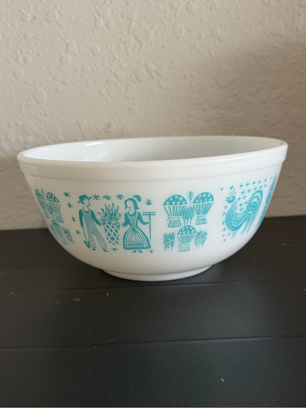 Vintage Pyrex Butterprint Amish Homestead Mixing Bowl #403 2.5 Qt Turquoise Blue